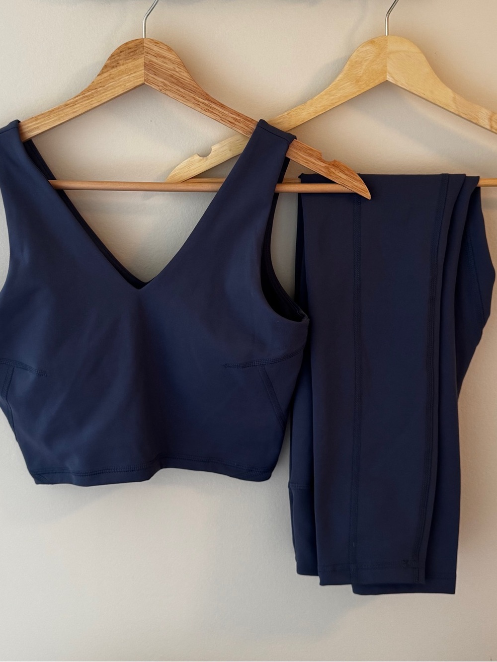 Harmony Balance Blue V-Neck Active Padded Crop Top and Leggings Set